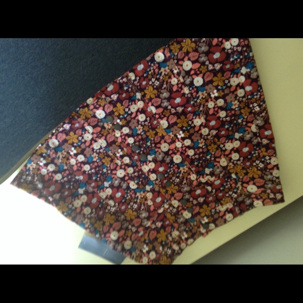 Zara fall button up floral mini skirt